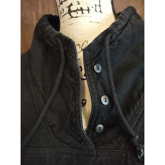 Sea Breeze of California Black Cotton Hooded Pullover Medium Top Beach Lounge - Picture 3 of 6